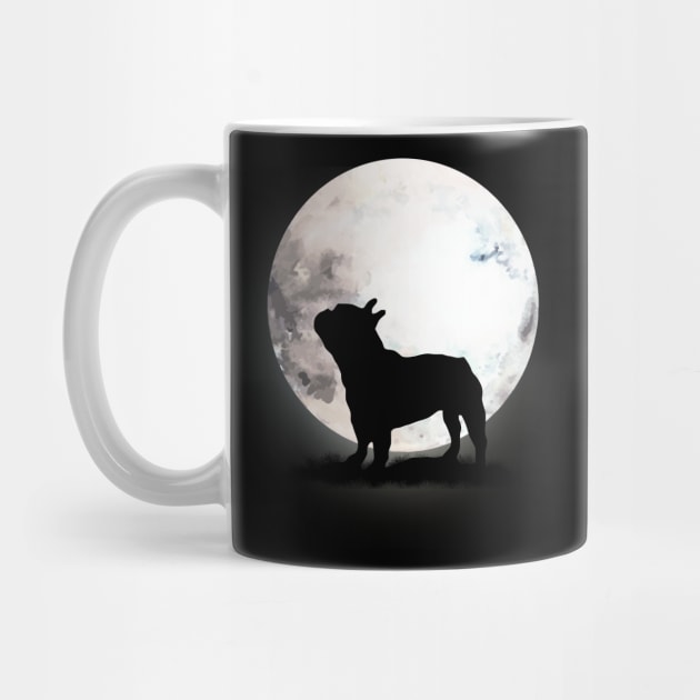 French Bulldog Dog Frenchie Bulldog and moon by Collagedream